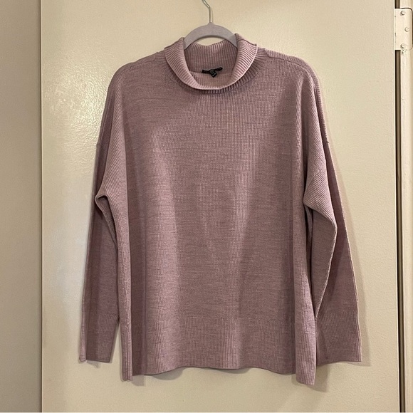 EILEEN FISHER NWOT Merino Jersey Turtleneck Pullover in Icy Plum - Picture 1 of 4